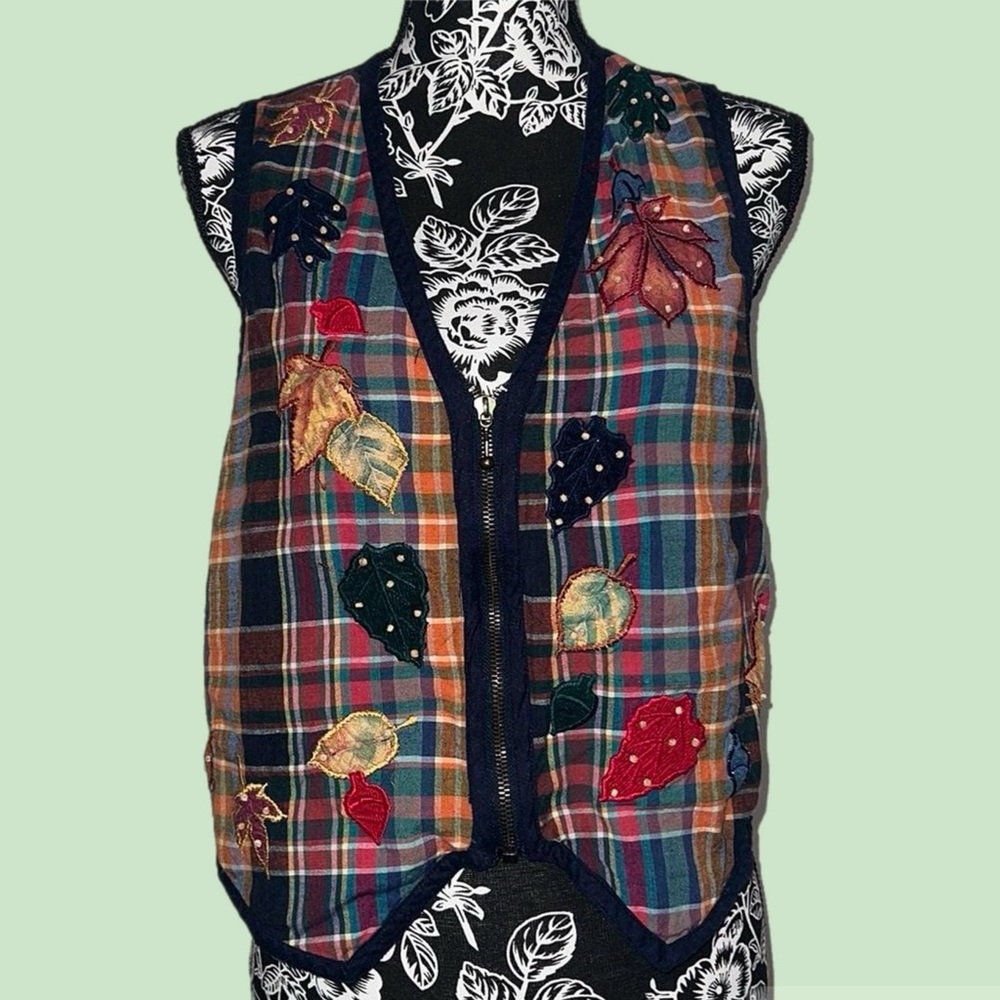 Victoria jones vintage plaid leaf vest (PL)